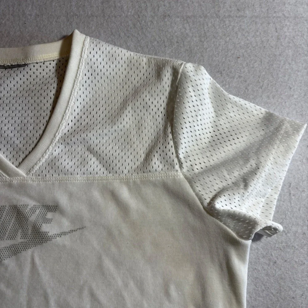 Vintage Y2K Nike Womens Athletic V Neck Mesh Short Sleeve T Shirt White Size S - Picture 4 of 8